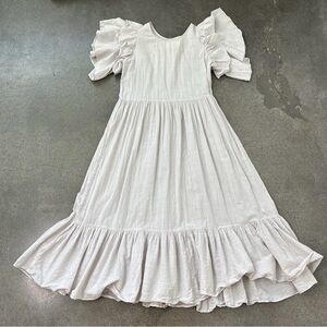 THE GREAT. Soft beige  Ruffle Sleeve Maxi Dress